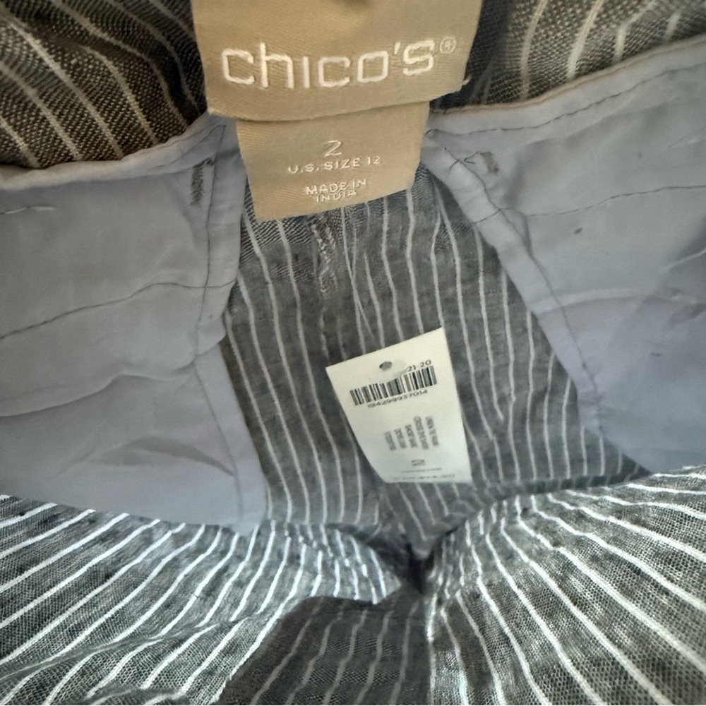 Chico’s Striped Gray Drawstring Shorts with pockets NWT cabincore, backyard bbq, - Picture 9 of 12